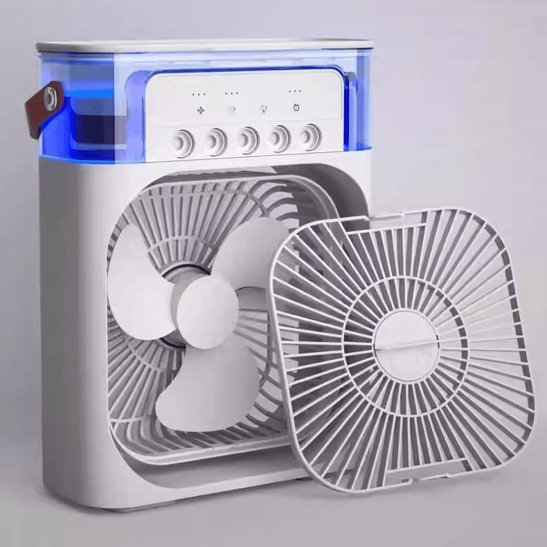 ❄️ 3-in-1 Portable Humidifying Spray Fan | Mini Cooling Fan with Mist Humidifier & LED Light for Home, Office & Travel
