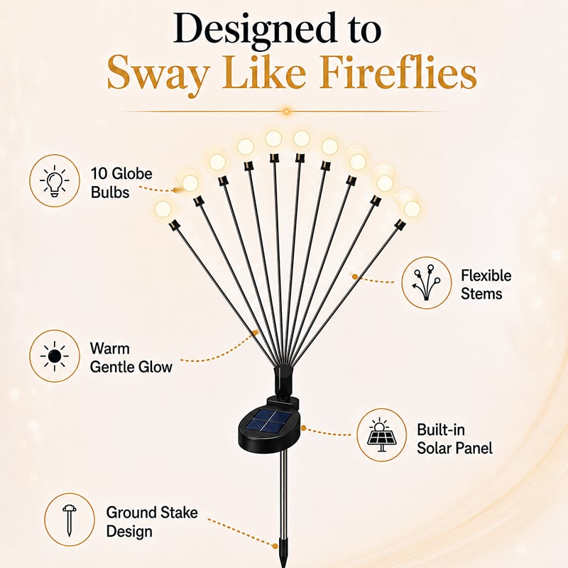 ✨ Solar Firefly Garden Stake Lights – Outdoor Swaying Yard Décor