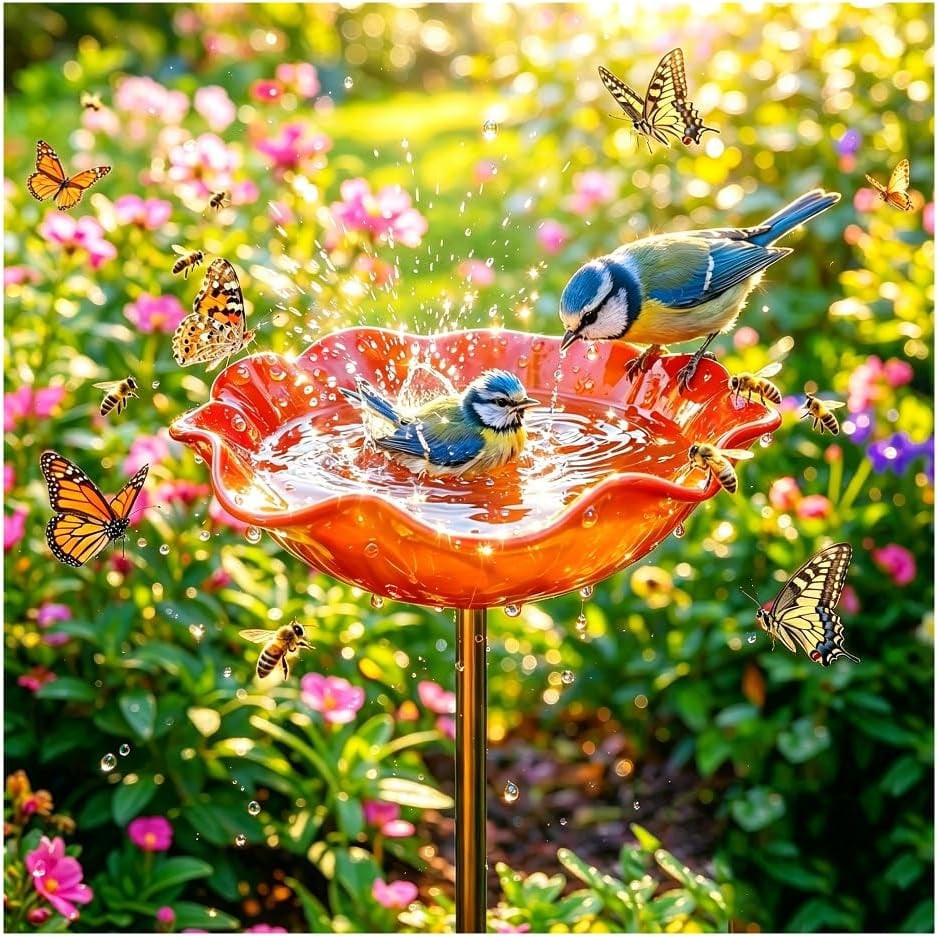 WravionTM 🌟Last Day Promotion🎁Handmade Metal Flower Garden Stake Bird Bath