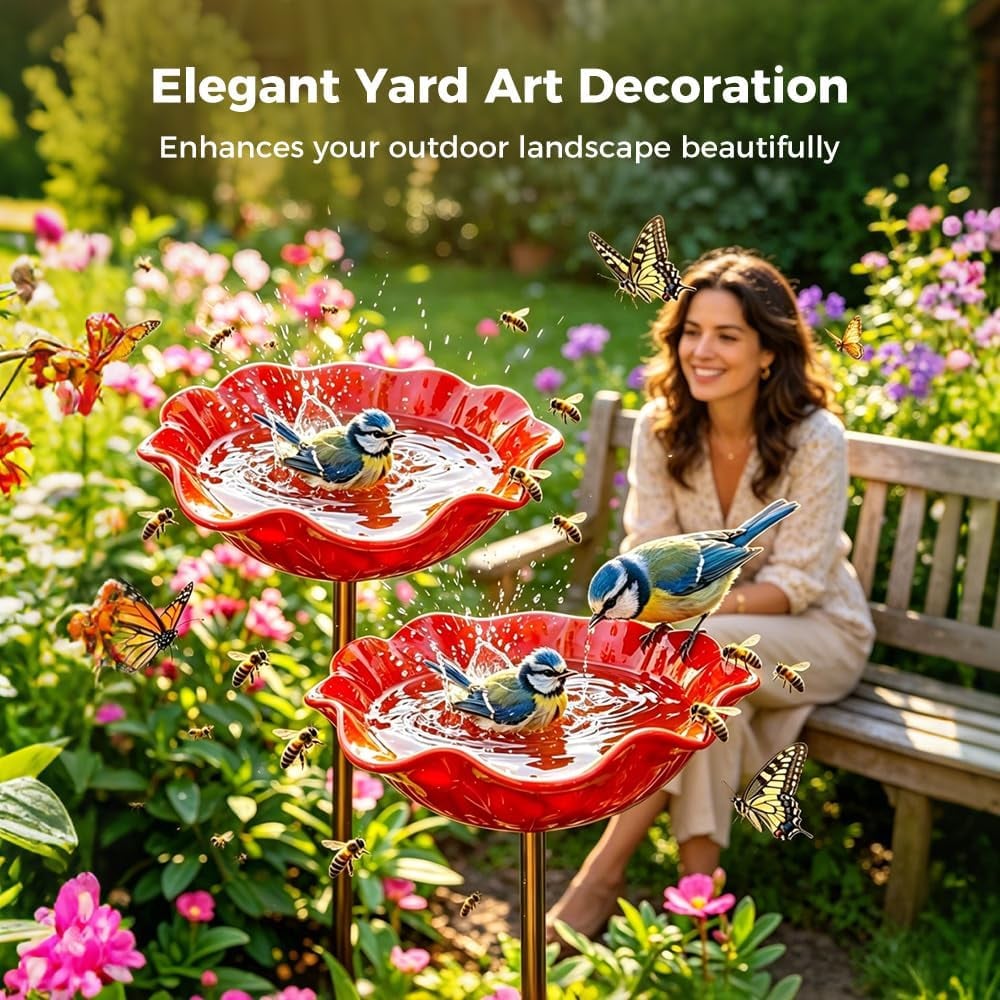 WravionTM 🌟Last Day Promotion🎁Handmade Metal Flower Garden Stake Bird Bath