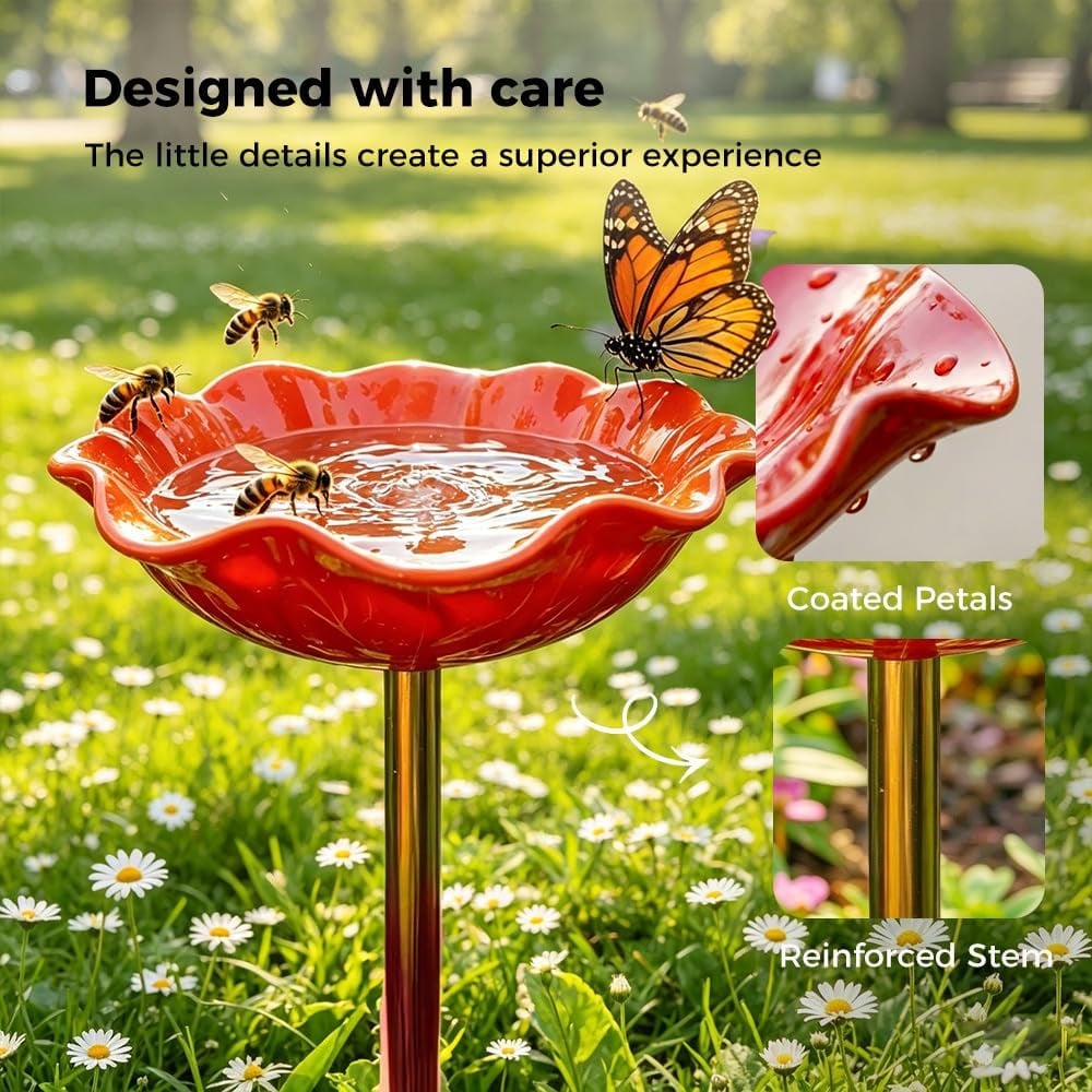 WravionTM 🌟Last Day Promotion🎁Handmade Metal Flower Garden Stake Bird Bath