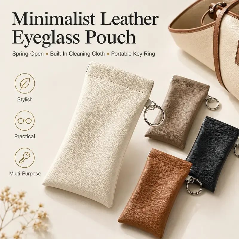 🕶️ Soft PU Leather Sunglasses Case – Protective Eyeglasses Pouch with Elastic Opening
