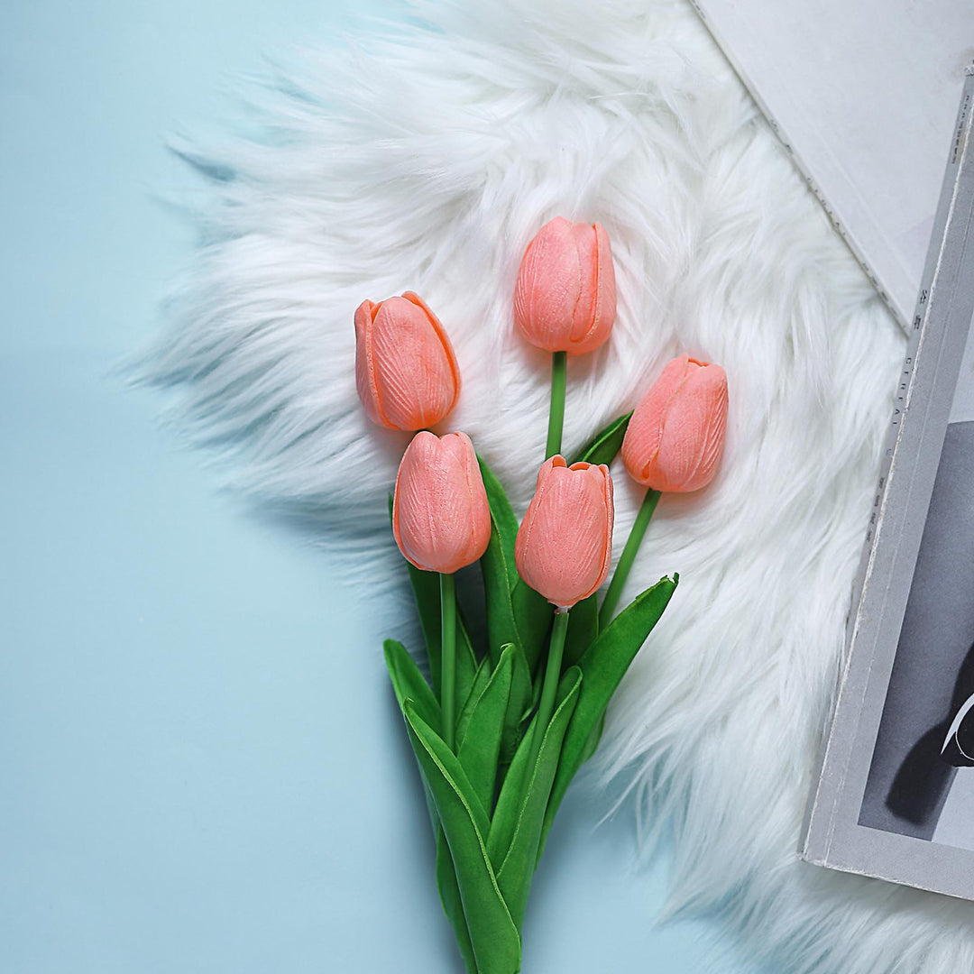 🌷 Real Touch Faux Tulip Bouquet – Lifelike Artificial Tulips for Elegant Home & Garden Décor