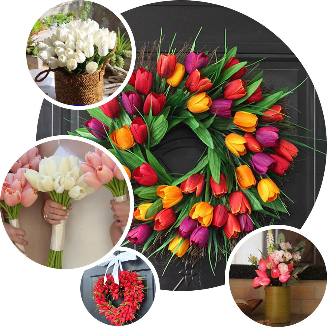 🌷 Real Touch Faux Tulip Bouquet – Lifelike Artificial Tulips for Elegant Home & Garden Décor