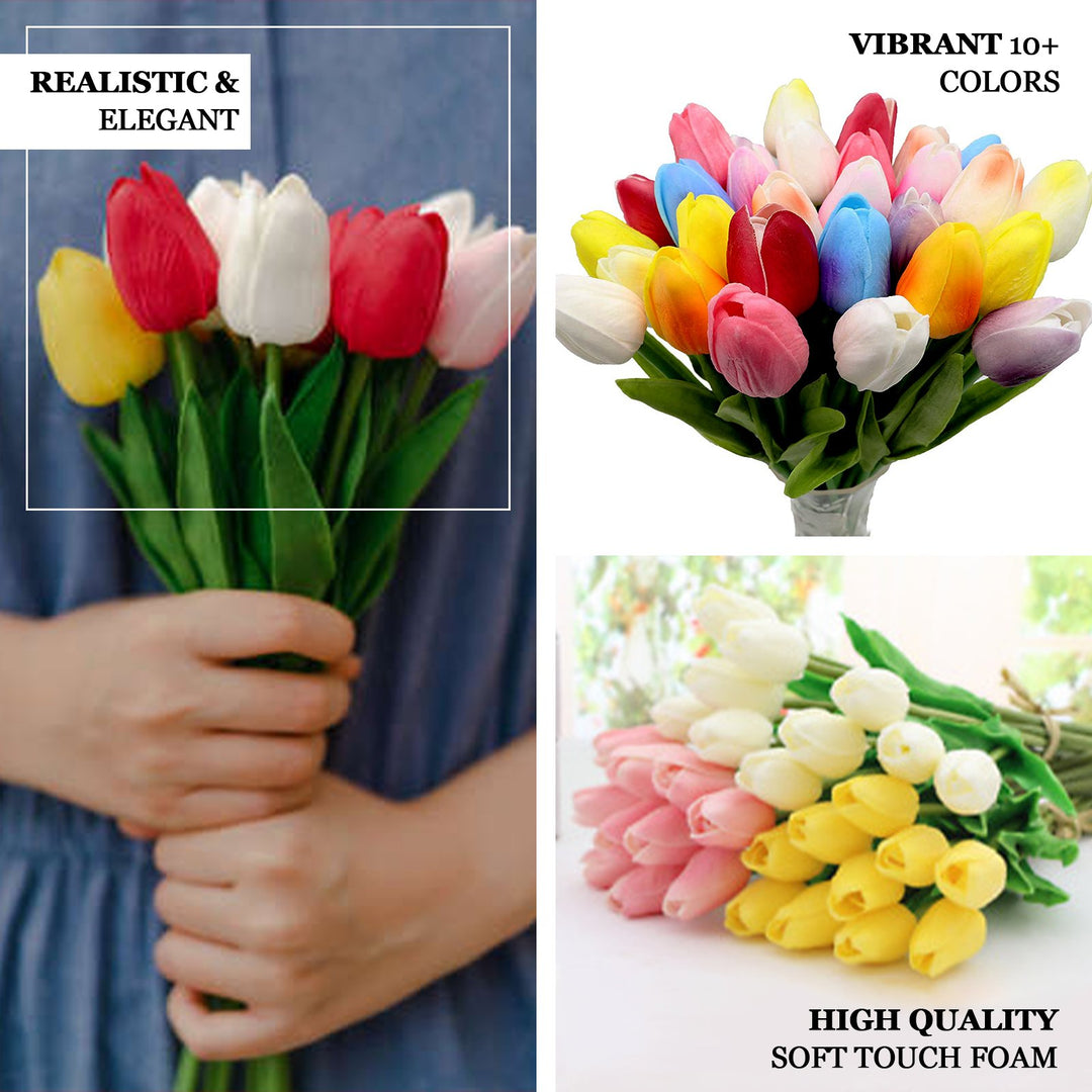 🌷 Real Touch Faux Tulip Bouquet – Lifelike Artificial Tulips for Elegant Home & Garden Décor