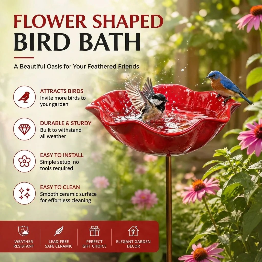 WravionTM 🌟Last Day Promotion🎁Handmade Metal Flower Garden Stake Bird Bath