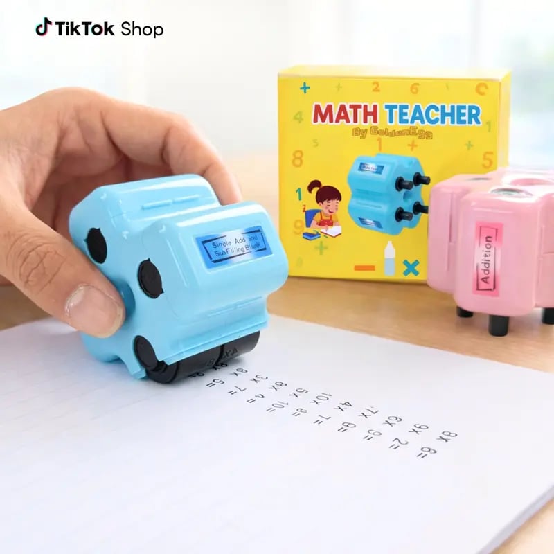 ✏️ 4-in-1 Math Stamp Roller – Make Math Practice Fun & Easy