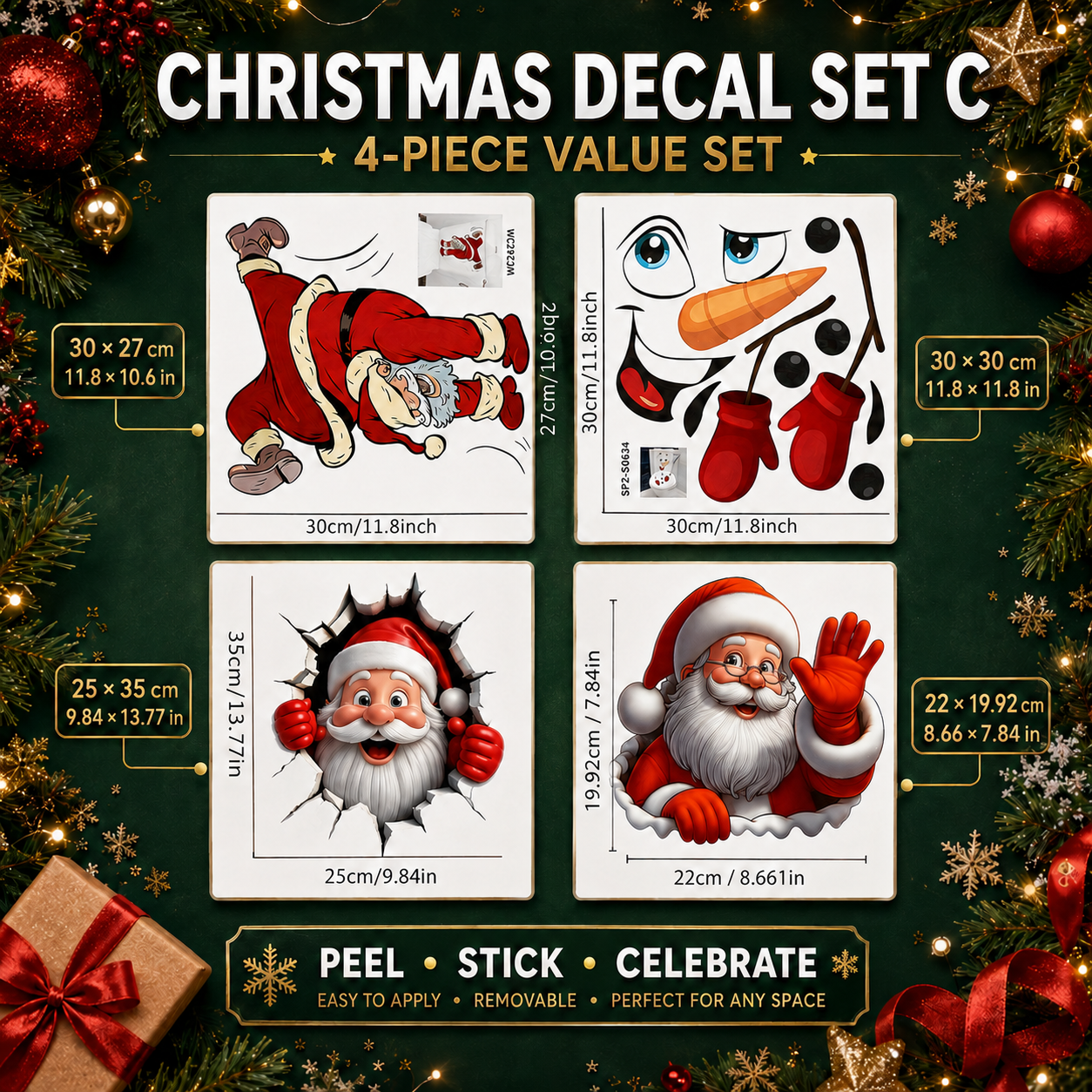 🎅 Santa Claus Wall Decal – Festive Christmas Wall Sticker for Holiday Home Décor