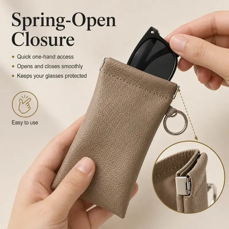 🕶️ Soft PU Leather Sunglasses Case – Protective Eyeglasses Pouch with Elastic Opening
