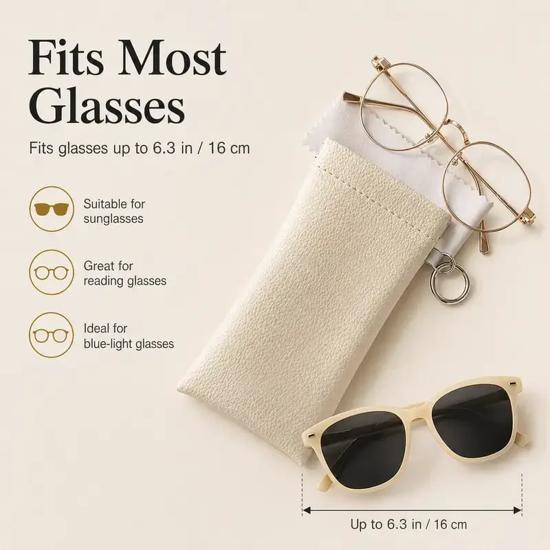 🕶️ Soft PU Leather Sunglasses Case – Protective Eyeglasses Pouch with Elastic Opening