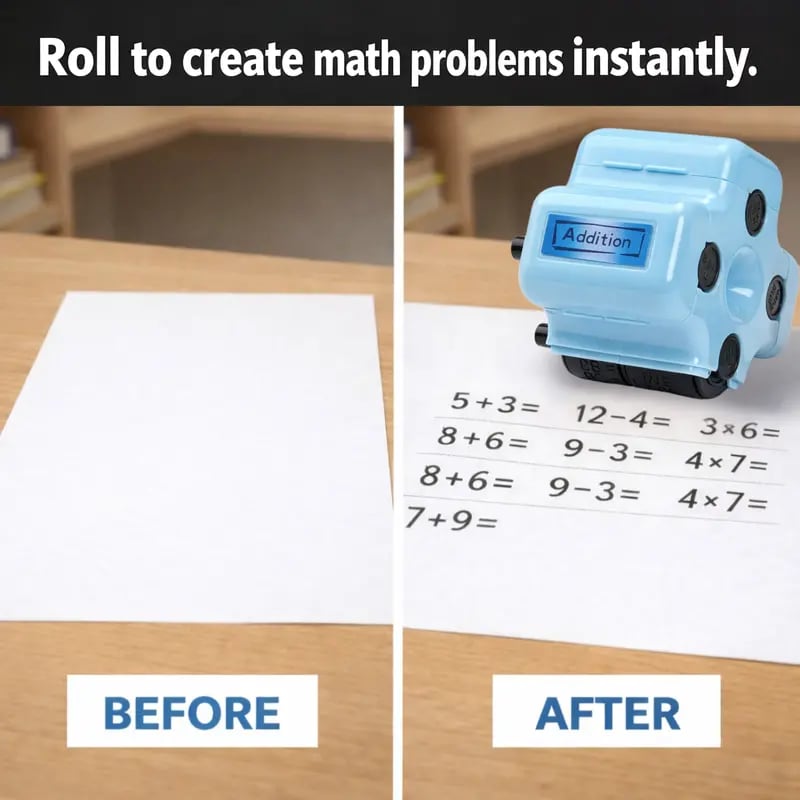 ✏️ 4-in-1 Math Stamp Roller – Make Math Practice Fun & Easy