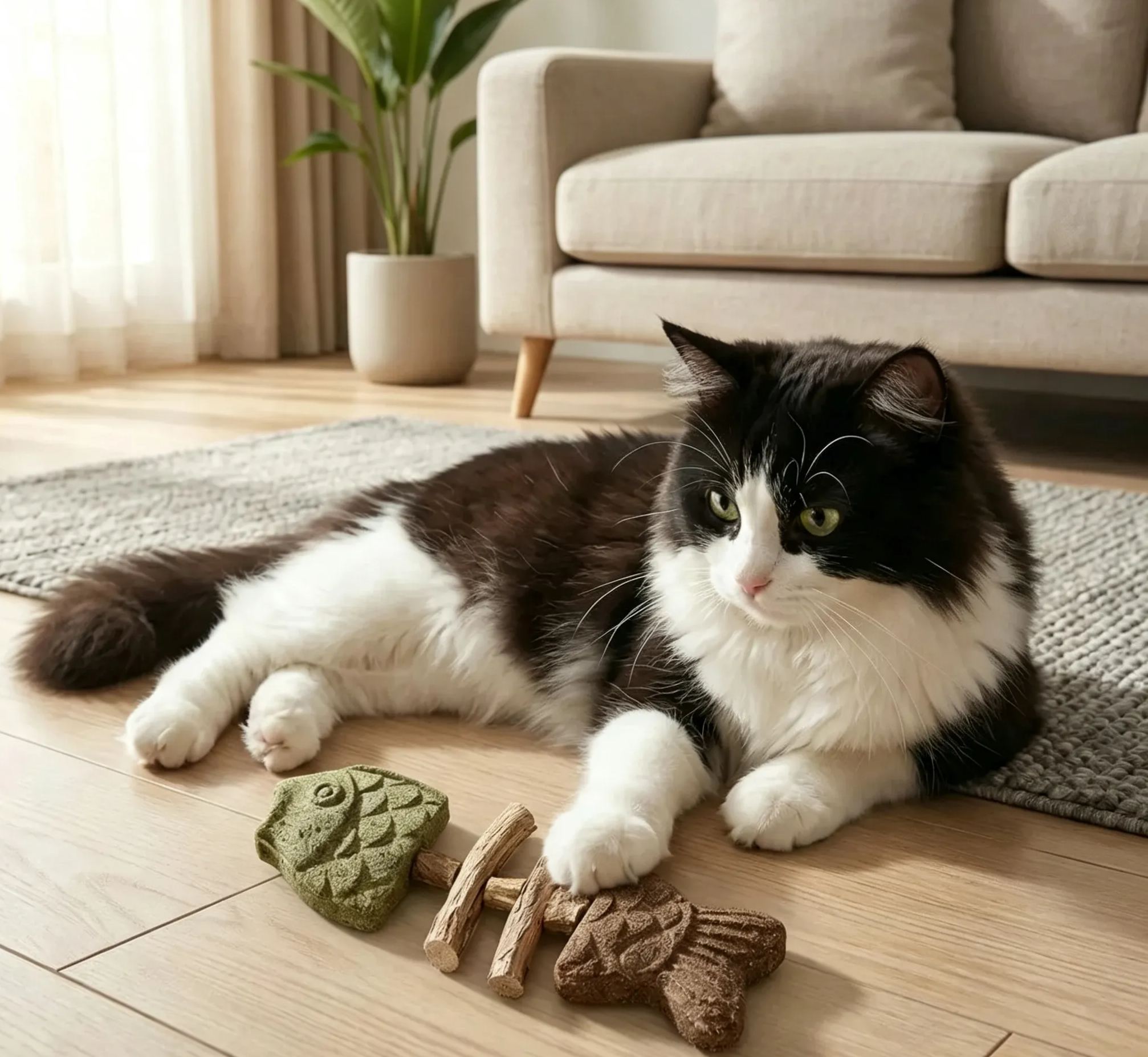 🐱 Natural Catnip & Silvervine Chew Sticks – Healthy Dental Treats for Cats 🌿