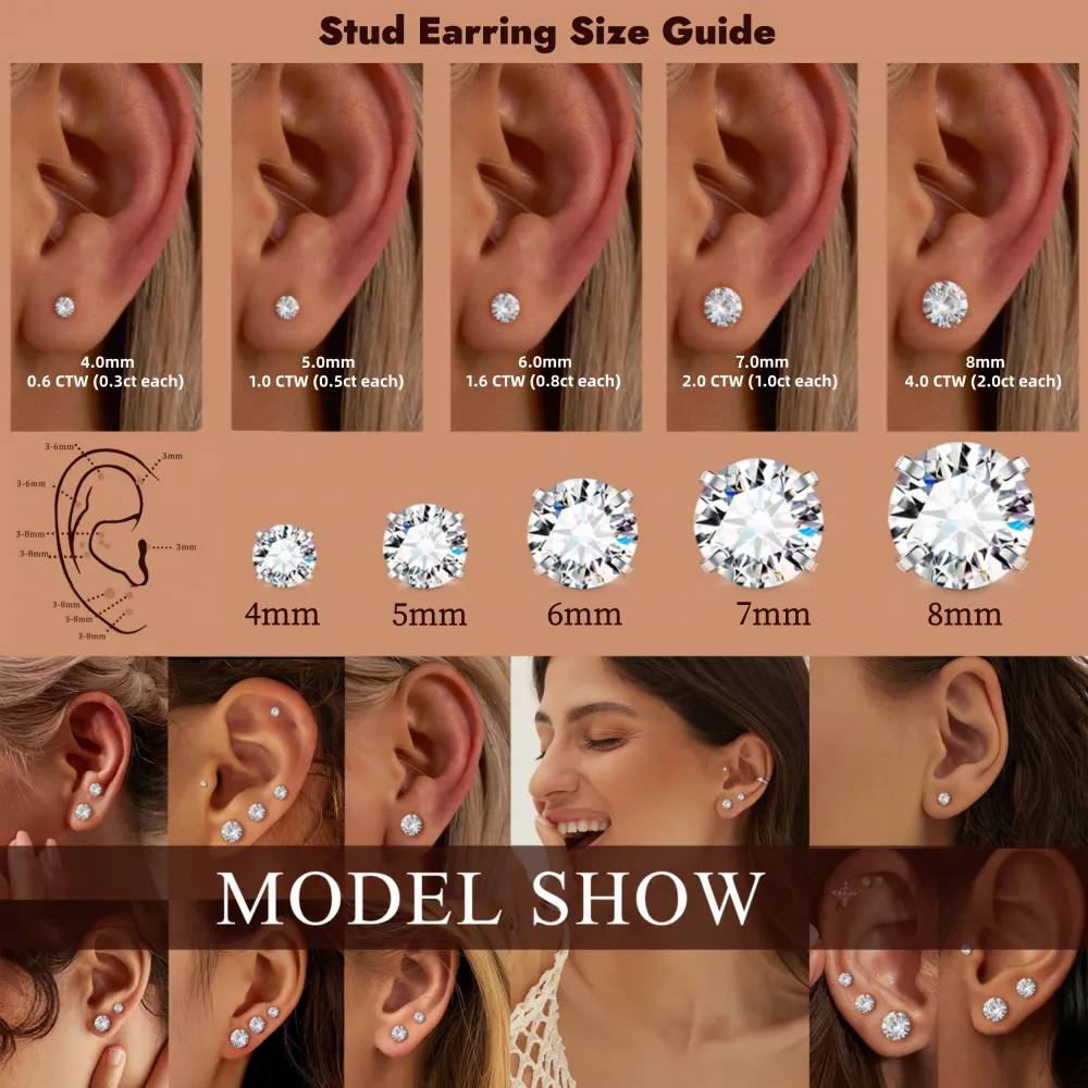 💎Classic 4-Prong Moissanite Stud Earrings – Timeless Sparkle for Everyday Wear