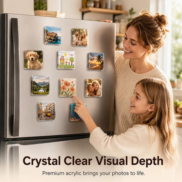 ✨ Clear Acrylic DIY Fridge Magnet Kit – Create Your Own Personalized Photo Magnets