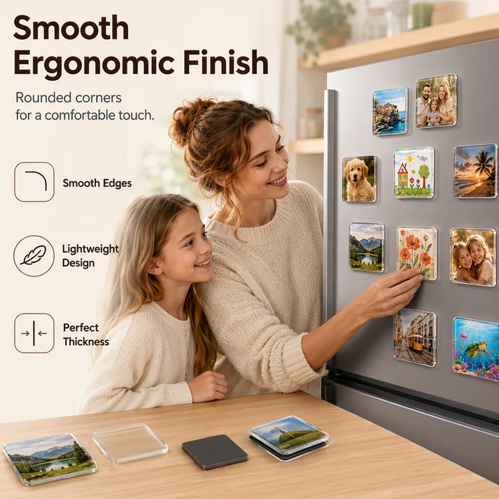 ✨ Clear Acrylic DIY Fridge Magnet Kit – Create Your Own Personalized Photo Magnets