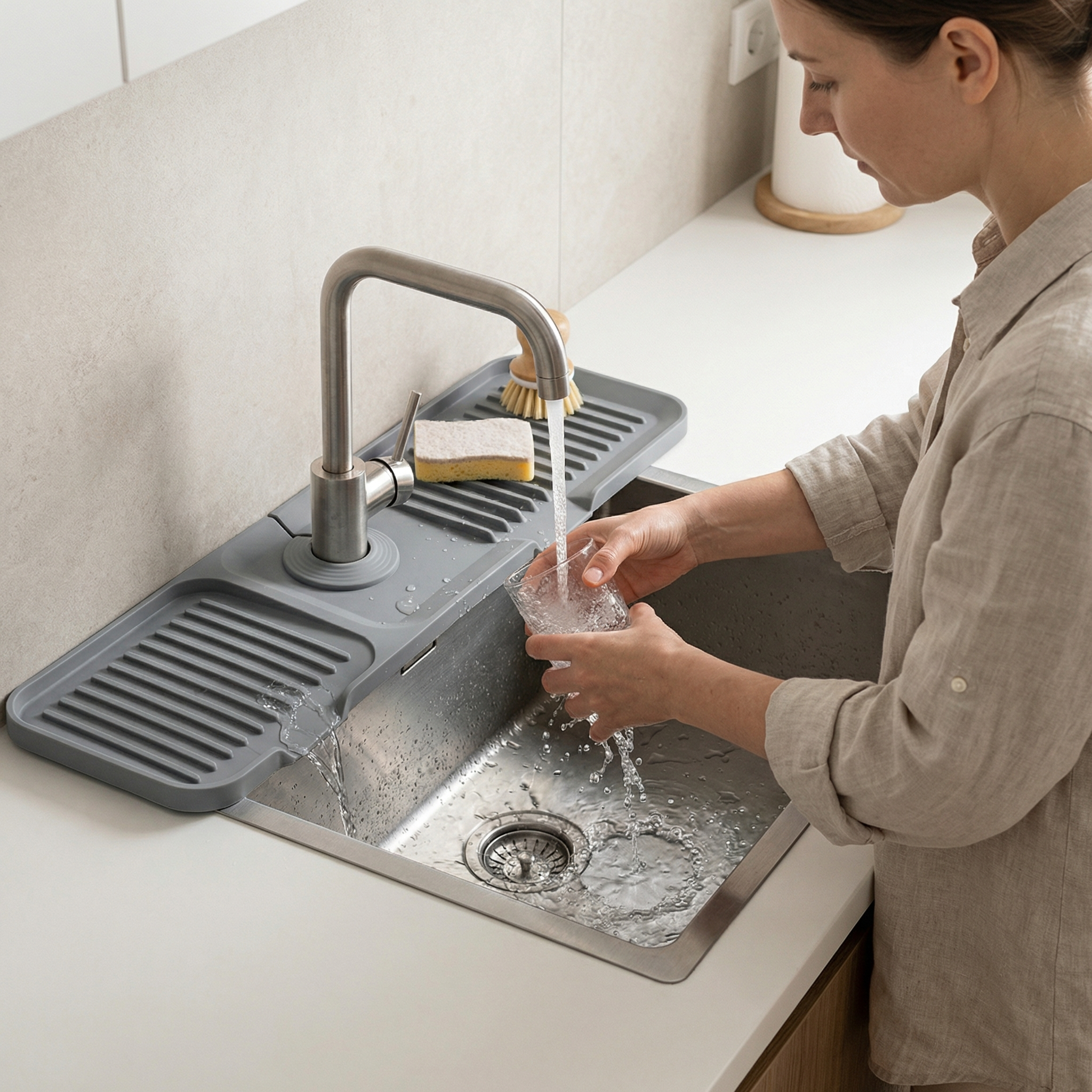 🧼 Silicone Sink Splash Guard & Faucet Mat | Waterproof Kitchen Counter Protector & Water Splash Catcher