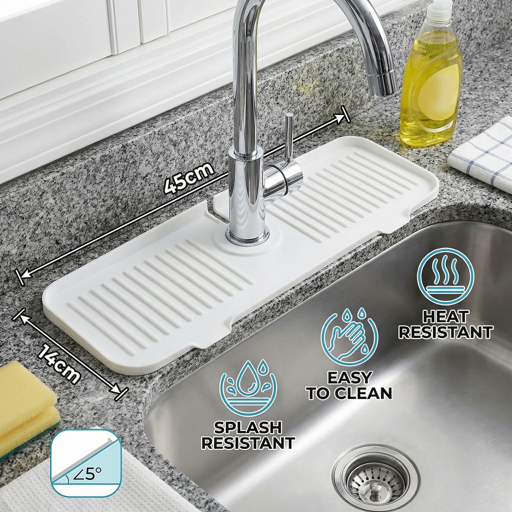 🧼 Silicone Sink Splash Guard & Faucet Mat | Waterproof Kitchen Counter Protector & Water Splash Catcher