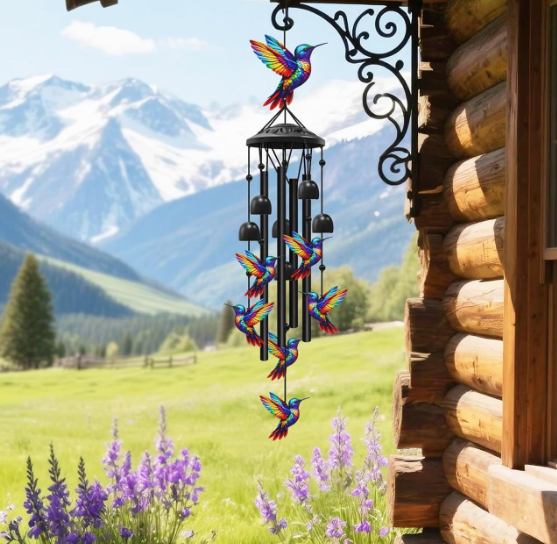 🔥Last Day 60% OFF🔥-🐦Vintage Colorful Hummingbird Wind Chime with Metal Tubes and Bells