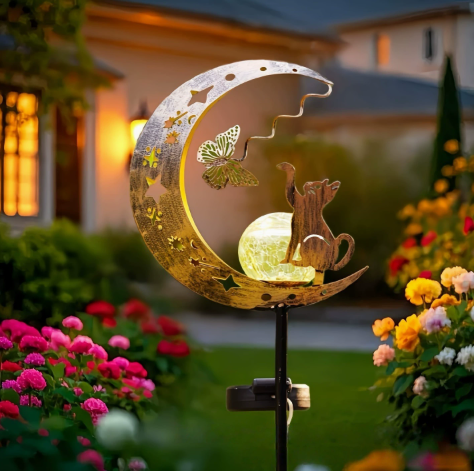 🌙✨Hummingbird Moon Solar Garden Stake Light