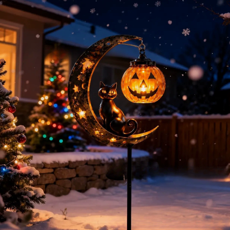 🌙 Solar-Powered Black Cat Garden Stake Light – Create a Magical Halloween Glow in Your Yard