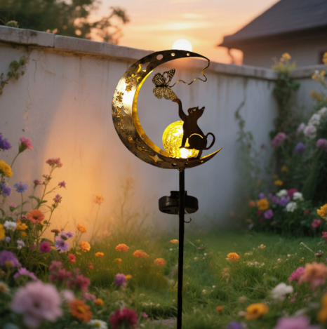 🌙✨Hummingbird Moon Solar Garden Stake Light