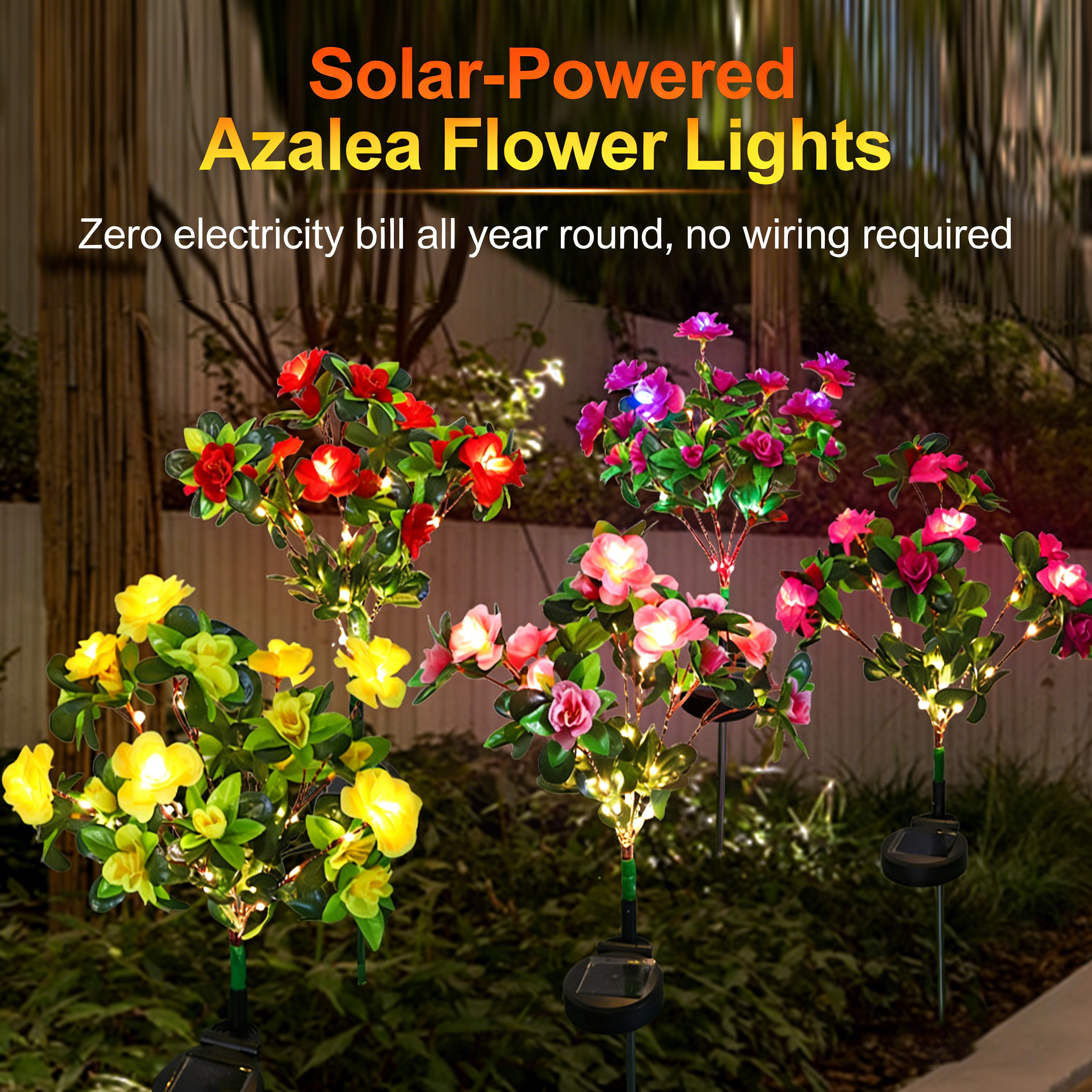 🔥Last Day 49% OFF-LED Solar Flower Lights Rhododendron Outdoor Simulated Flower Lamp
