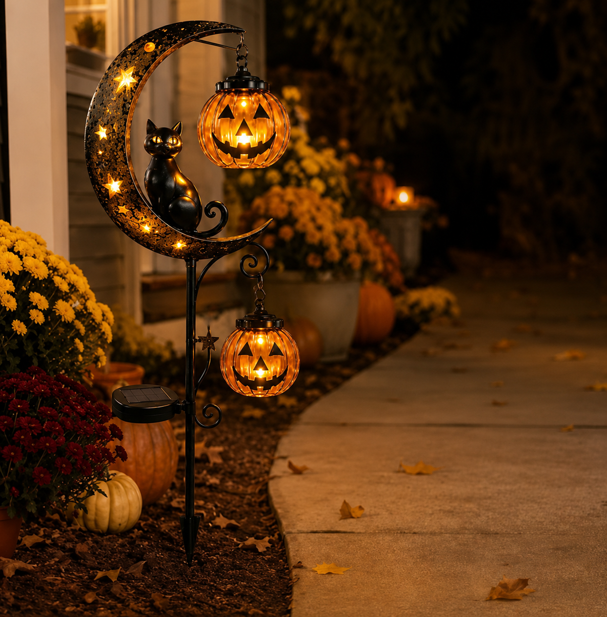 🌙 Solar-Powered Black Cat Garden Stake Light – Create a Magical Halloween Glow in Your Yard