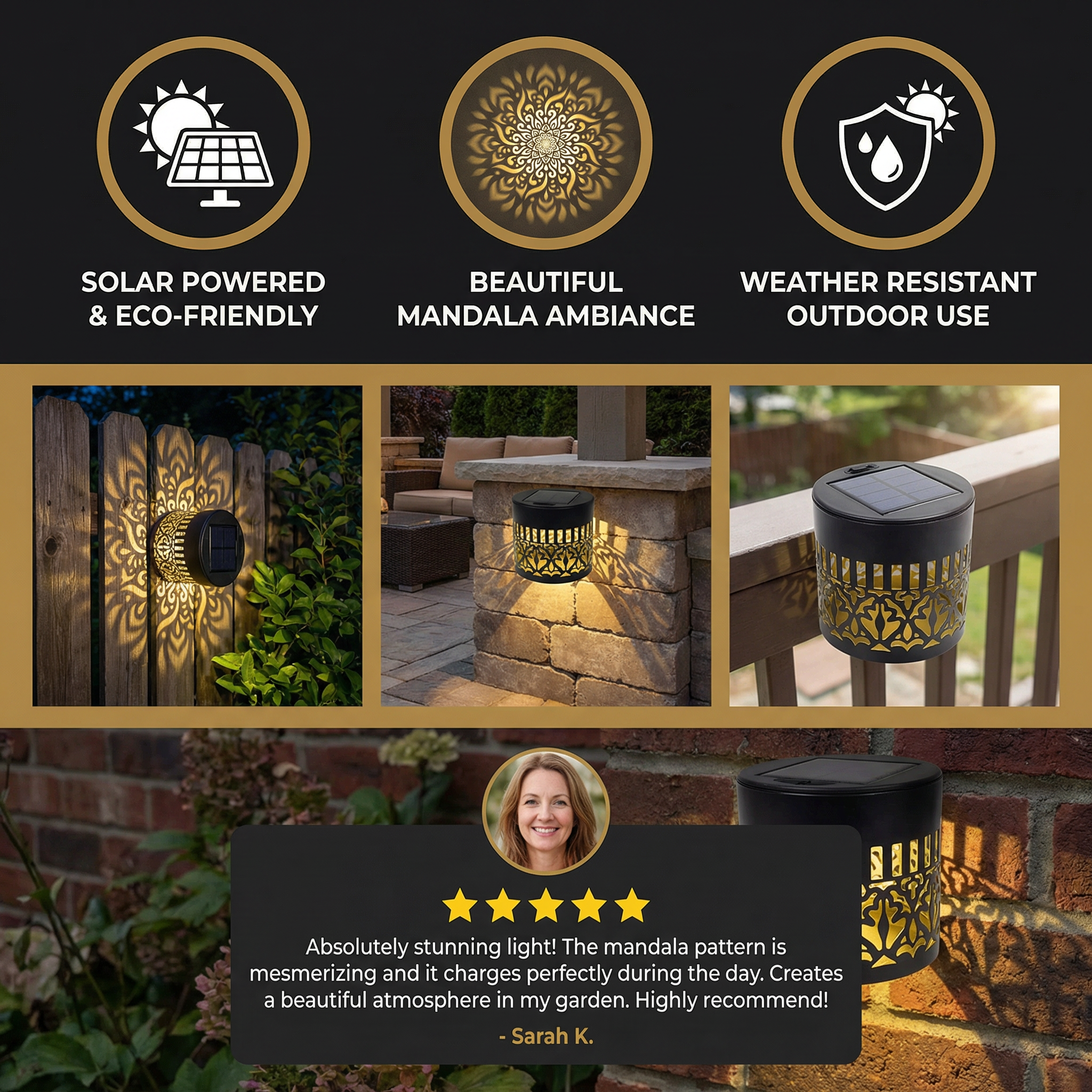 ✨ 2026's Most-Wanted Solar Mandala Wall Light – Beautiful by Day, Magical by Night 🌙
