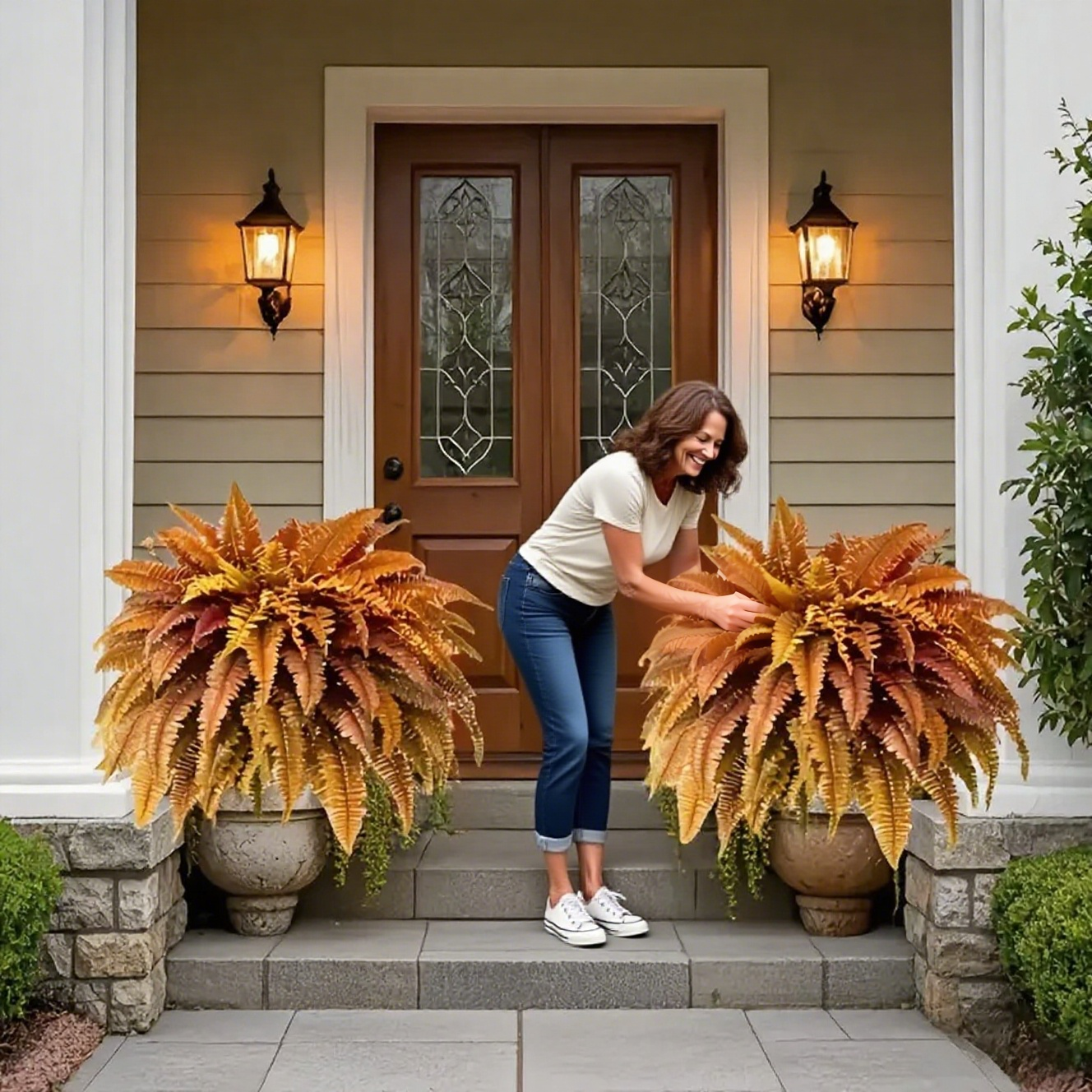 🔥$9.98Only🍂UV Resistant Lifelike Artificial Autumn-toned Boston Fern🍁