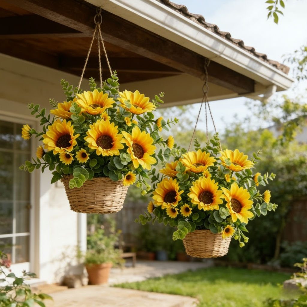 🌻Sunflower & Eucalyptus Artificial Bouquet – Home Decor, Wedding, Wall Hanging