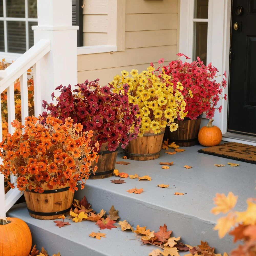 🌼Artificial Outdoor Fall Flowers - UV resistant, Waterproof, Windproof🍂