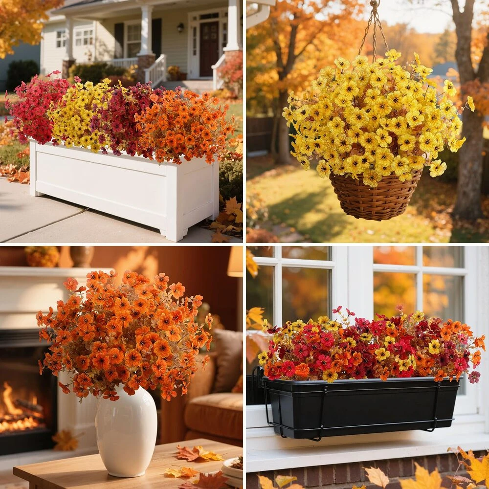 🌼Artificial Outdoor Fall Flowers - UV resistant, Waterproof, Windproof🍂