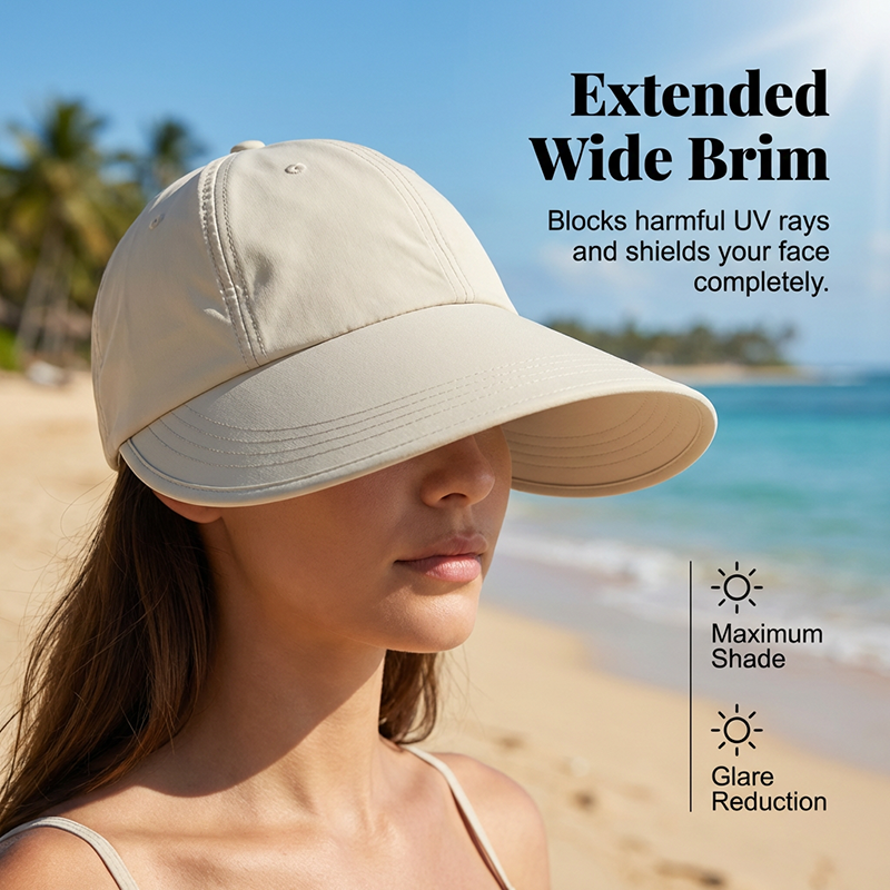 🧢Women's Wide-Brim Sun Hat🌞UV Protection, Quick-Dry Fabric & Breathable Comfort for Beach & Travel 👒