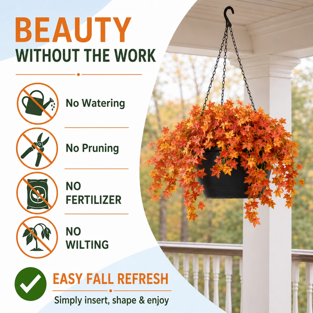 🔥🍂 Fall Special – 49% OFF!— Artificial Cascading Maple Leaf Bush for Fall Decor 🍁✨