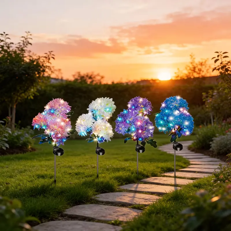 š„New Arrivalš„ 4-PACK LED OUTDOOR SOLAR HYDRANGEA FLOWER LIGHTS