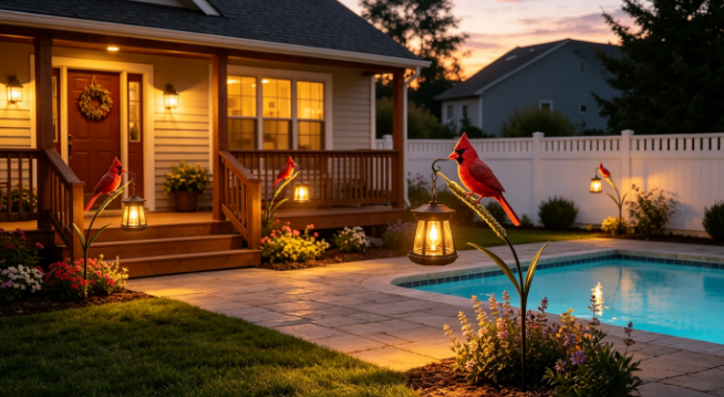 🐦 Cardinal Solar Light—A Beautiful Garden Light That Feels Full of Life