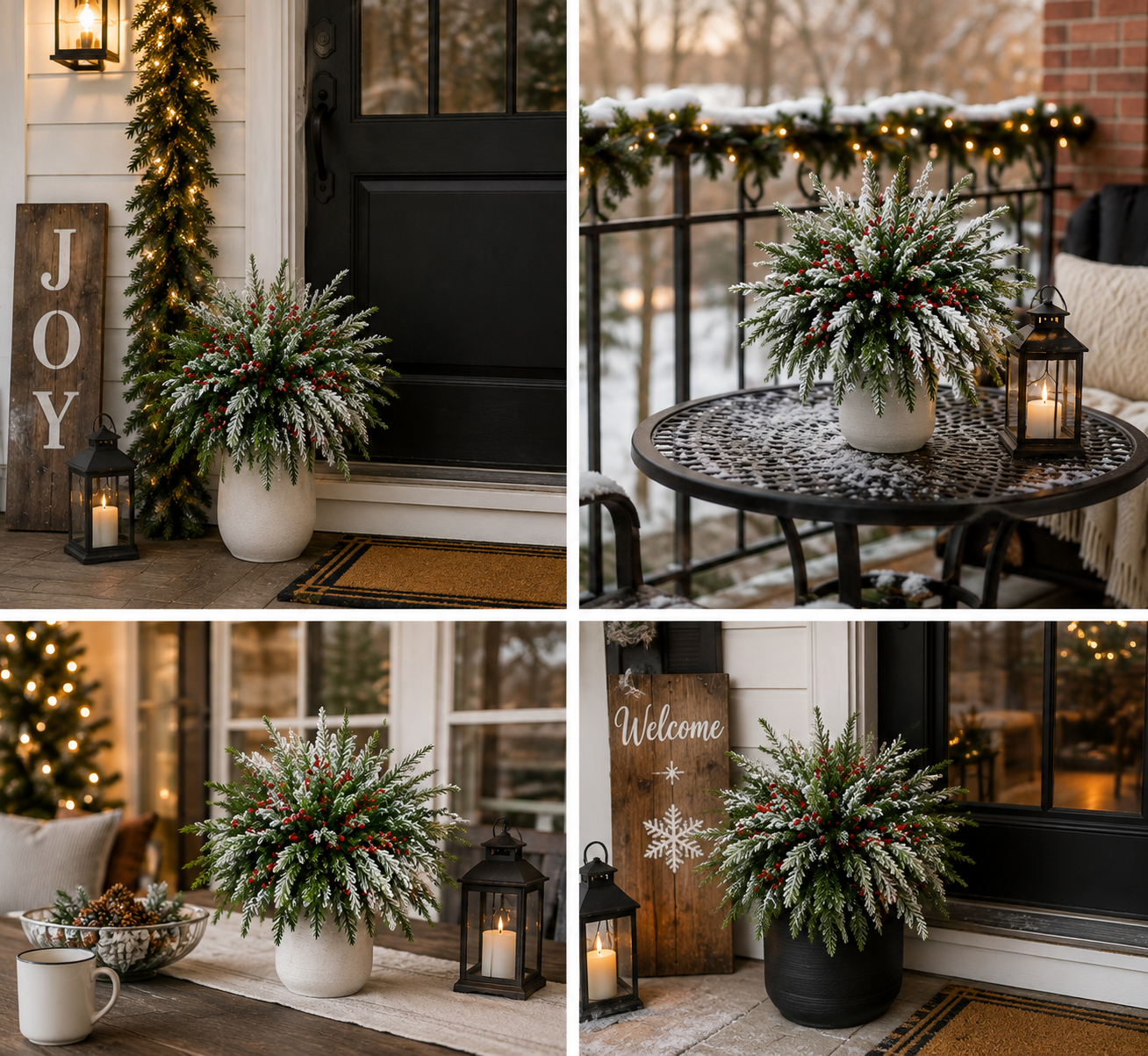 🔥 LAST DAY 50% OFF —🎄Snow-Covered Cedar Branches with Red Berries – Christmas Holiday Decor