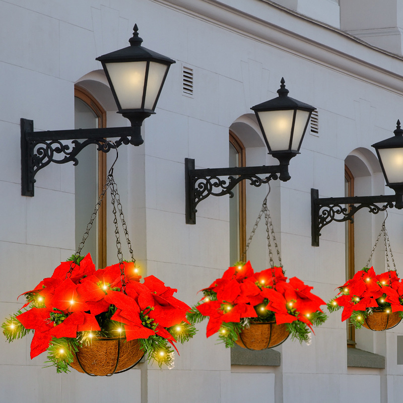 🎄2025 Super Value Set🏆🔥Artificial Christmas Flowers Hanging Poinsettias