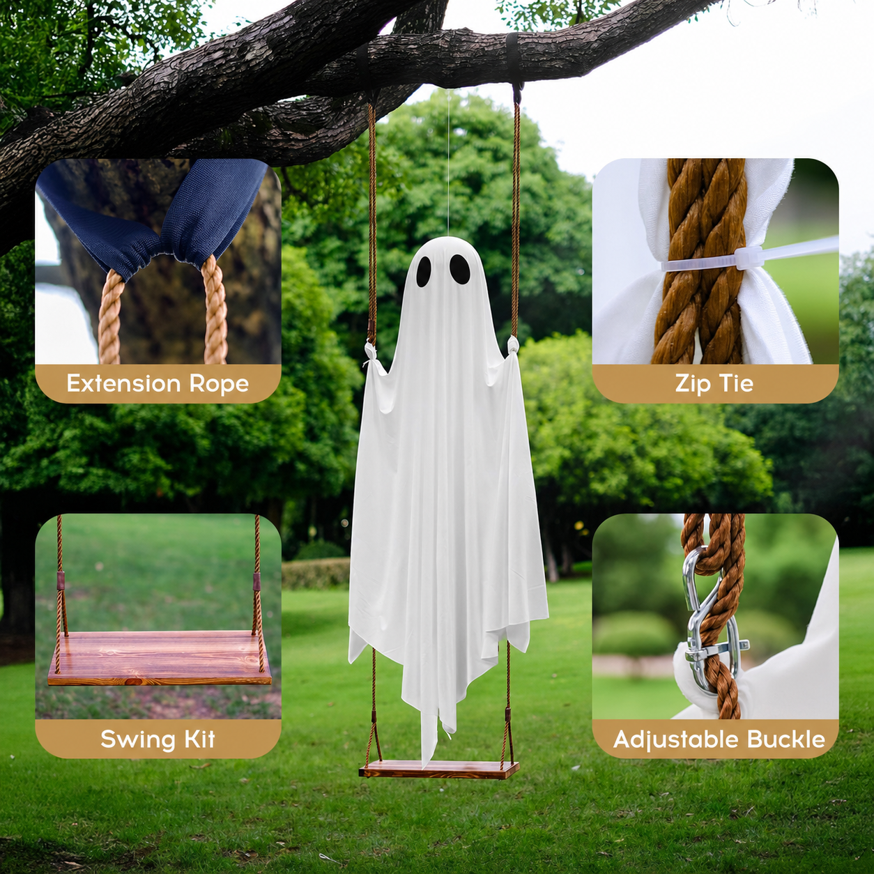🔥Early Halloween Sale 60% OFF - | 👻 5FT MOODISMO™ LED Spooky Hanging Ghost Porch Decoration