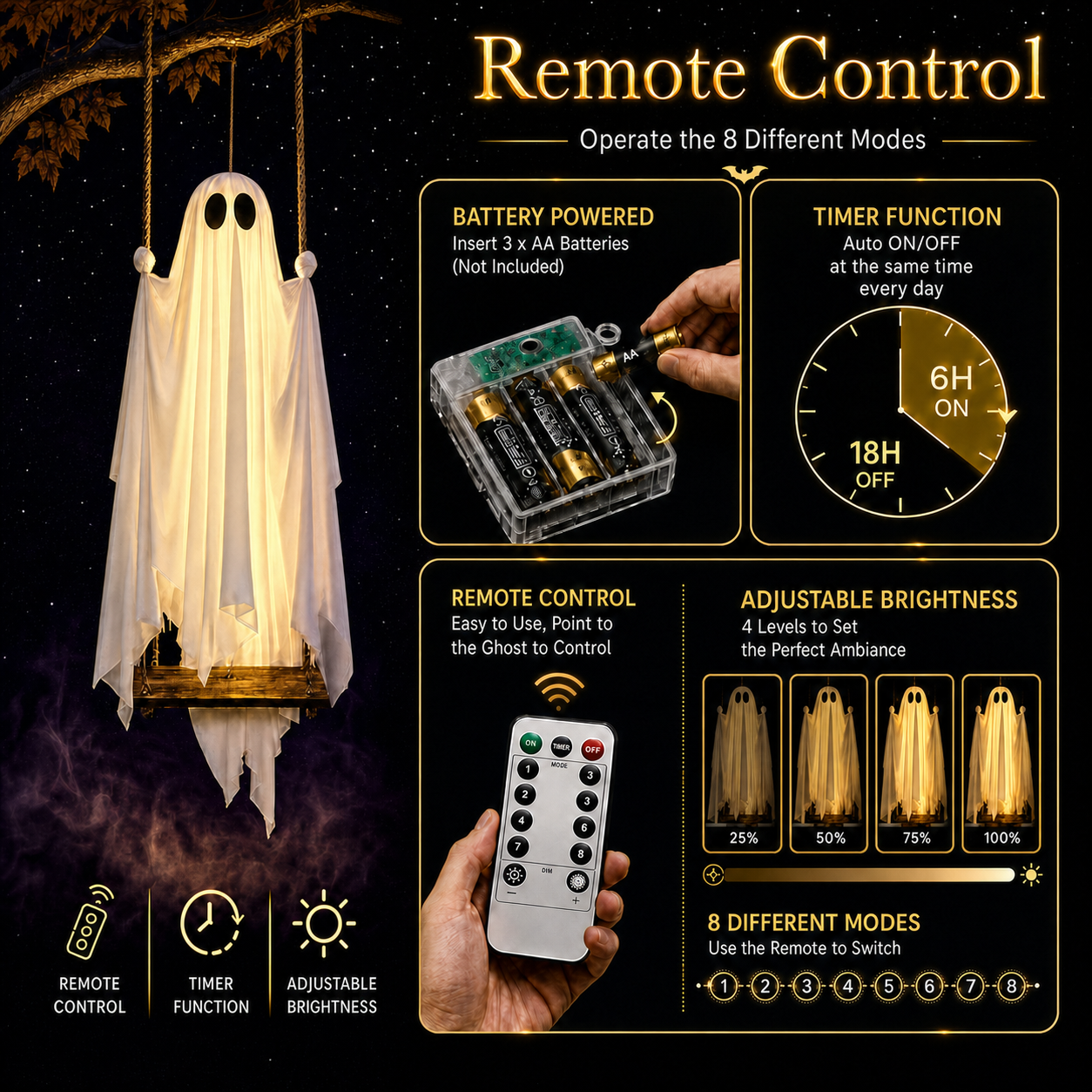 🔥Early Halloween Sale 60% OFF - | 👻 5FT MOODISMO™ LED Spooky Hanging Ghost Porch Decoration