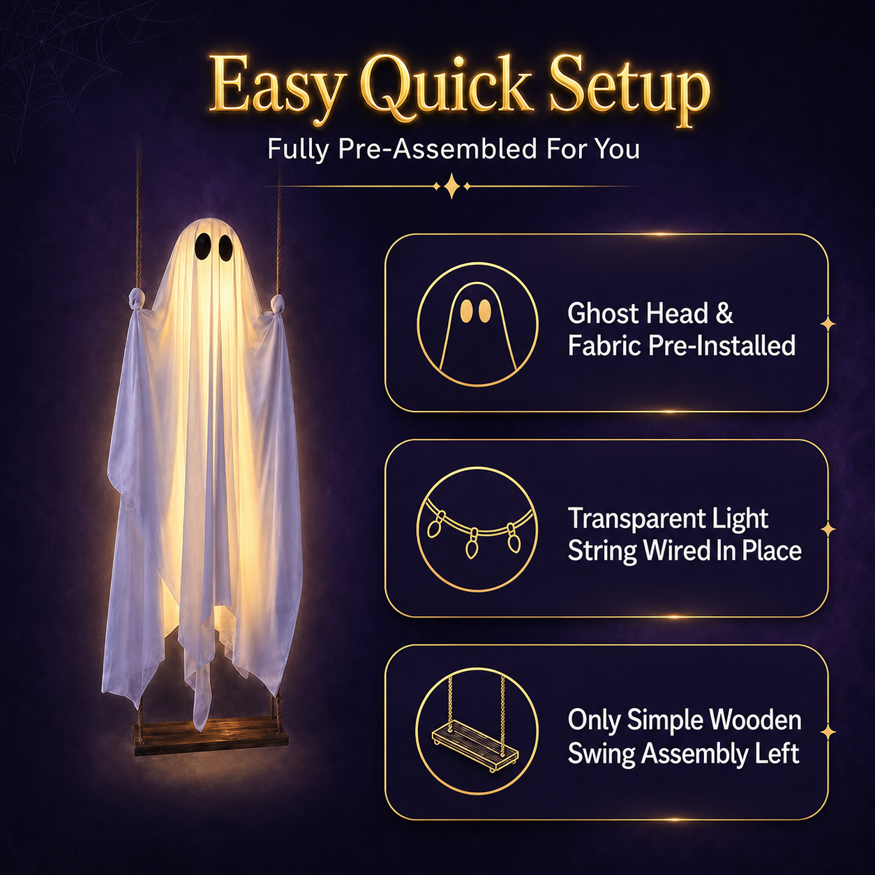 🔥Early Halloween Sale 60% OFF - | 👻 5FT MOODISMO™ LED Spooky Hanging Ghost Porch Decoration