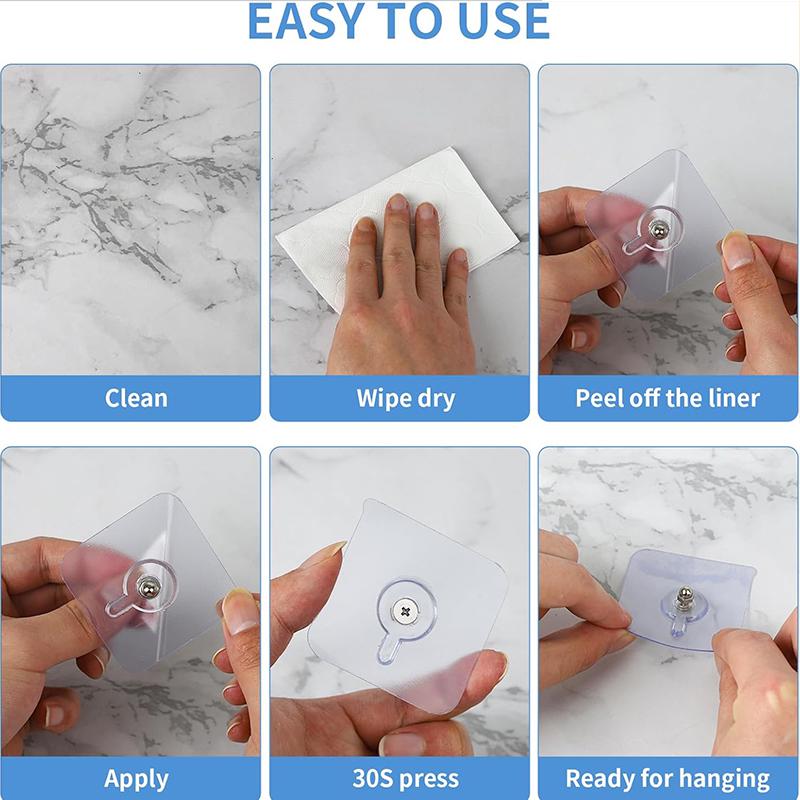 BUY 16 Get 16 Free 32-Piece No-Drill Screw Stickers, Strong Adhesive No-Nail, No Drilling Required Adhesive Wall Hooks Wall Mount Screw Hooks Picture Hangers Without Nails for Hanging 2.25 * 2.25 * 0.4 Inch for Kitchen, Bathroom, Home