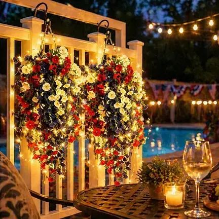 ❤2026 HOT SALE 💥 Pre-Lit Patriotic Artificial Flower Set - Honor America's 250th Anniversary