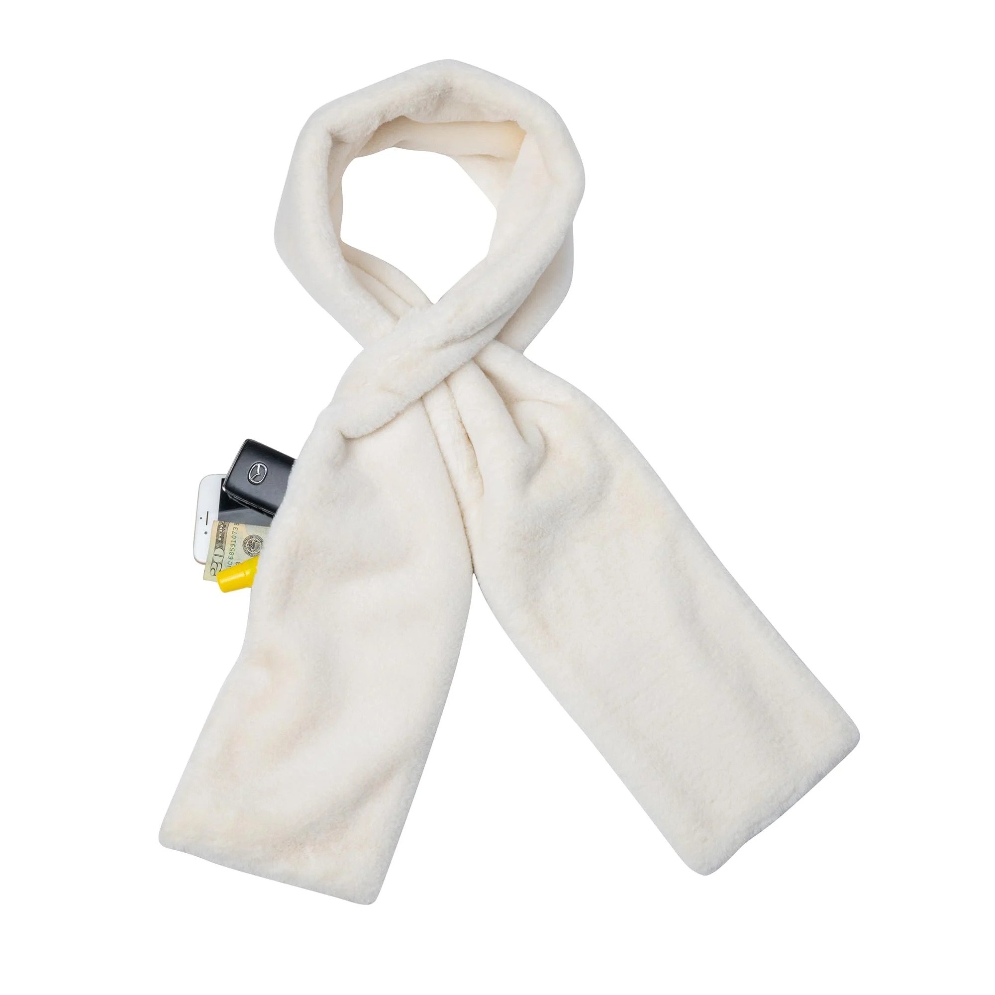 🎅Christmas Sale 50% OFF🔥Faux Fur Pull-Through Scarf with Zipper Pocket