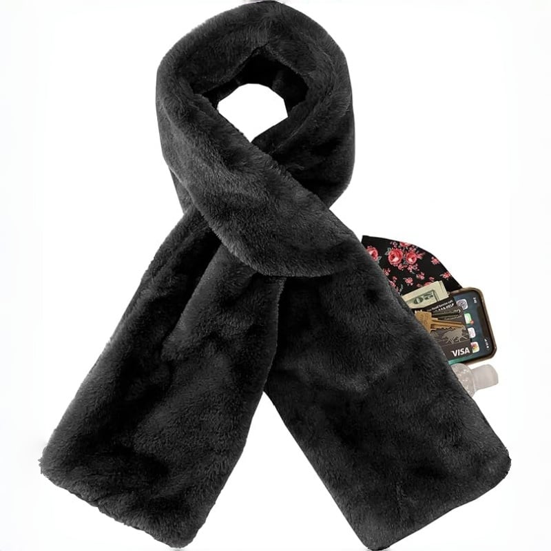 🎅Christmas Sale 50% OFF🔥Faux Fur Pull-Through Scarf with Zipper Pocket