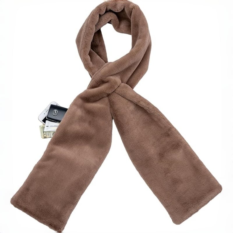 🎅Christmas Sale 50% OFF🔥Faux Fur Pull-Through Scarf with Zipper Pocket