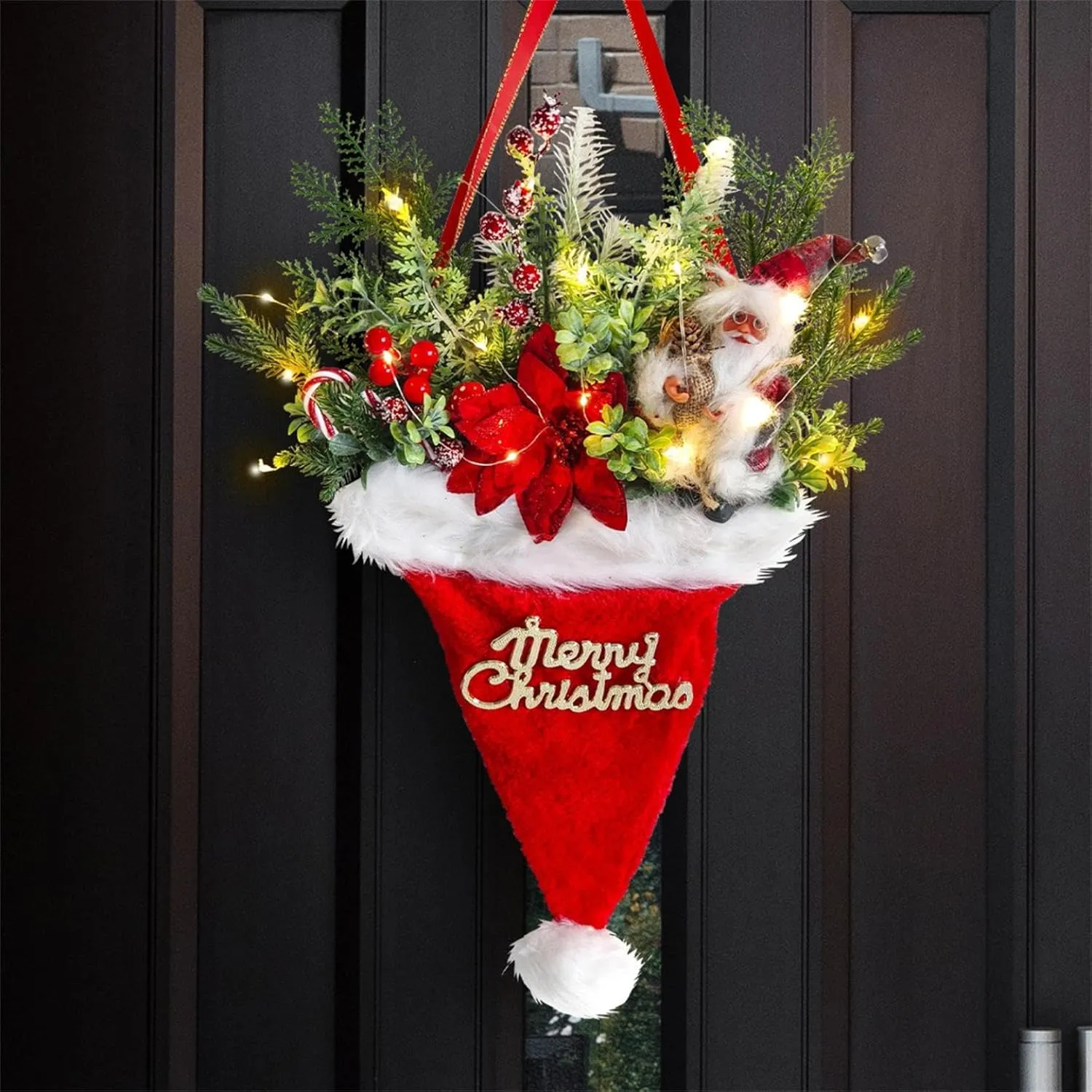🎄Hot Sale-60% OFF🥊Twinkling Christmas Mitten Wreath with LED Lights💐✨