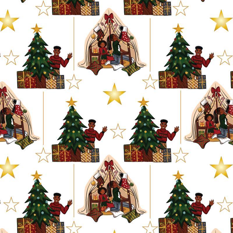 🔥$9.97 On Sale Today Only🤶🏾Home for the Holidays Black Santa Wrapping paper