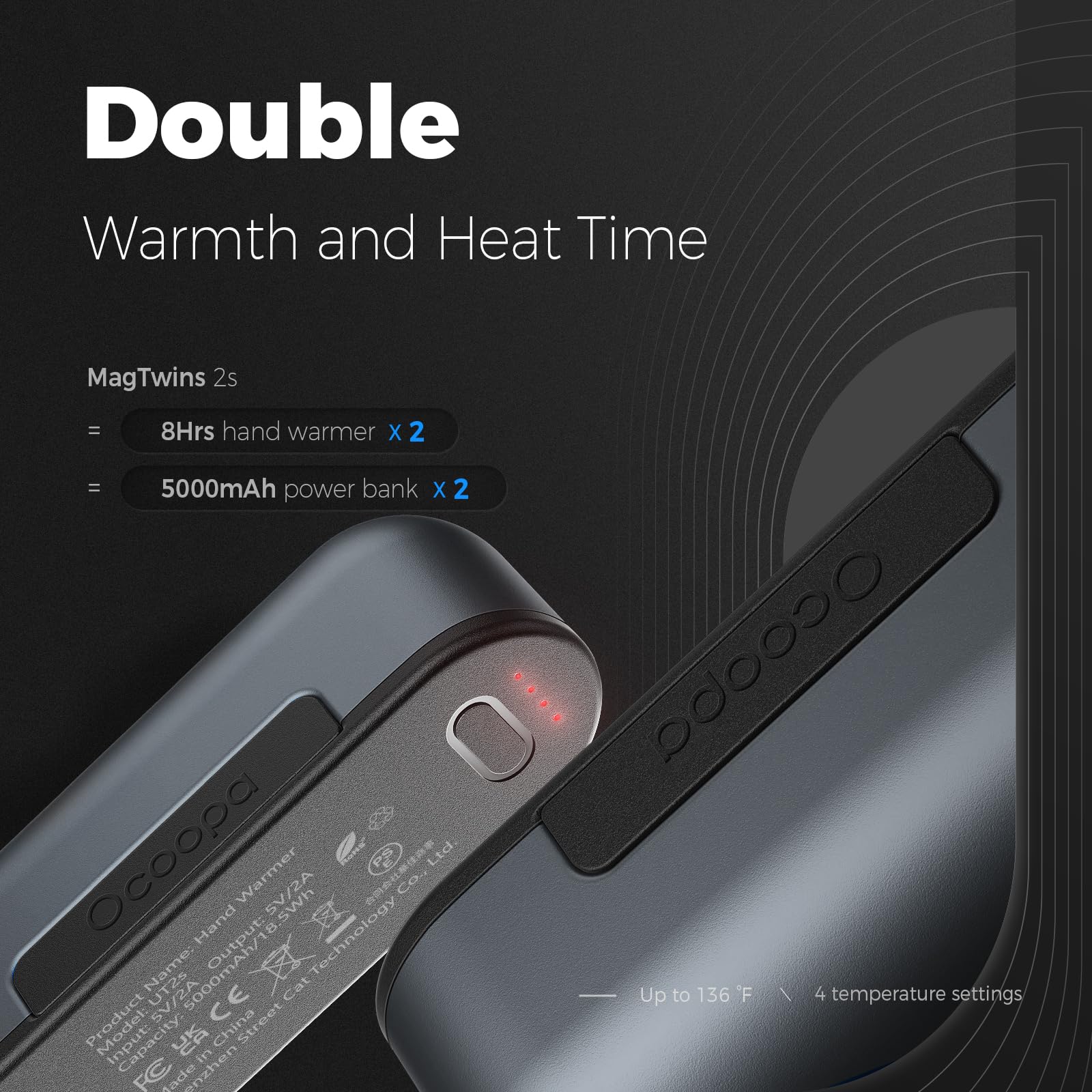 🔥Hand Warmers Rechargeable, 2 Pack Magnetic Electric Hand Warmer🎁