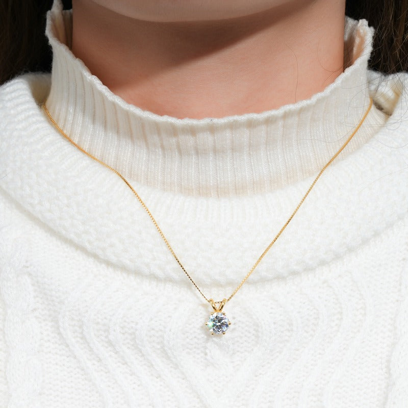 ❤️Luxury Solitaire 6-Prong Moissanite Necklace (🎁FREE Earrings Only Today)